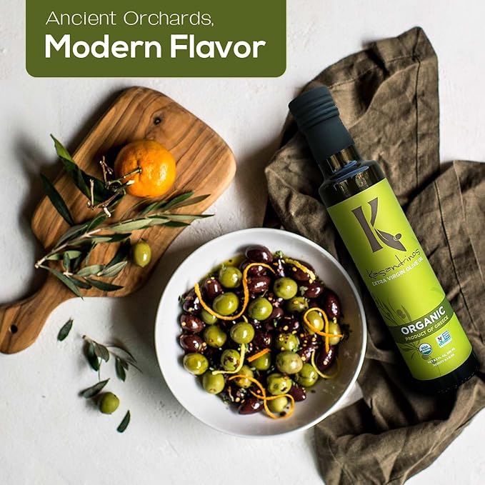 Kasandrinos Organic Olive Oil Extra Virgin, Polyphenol Rich Greek Olive Oil, 100% Organic First Cold Pressed, Mild + Delicate Flavor, Verified by Non GMO, 250/8.5 oz (Pack of 4)