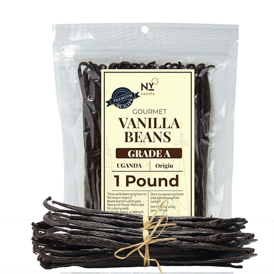 1 LB Bulk Vanilla Beans Grade A + | Vanilla Bean Pods For Making Vanilla Extract | Non-GMO | Premium Natural Vanilla beans For Baking, Cooking, Desserts | 6-8 Inches | NY Vanilla.
