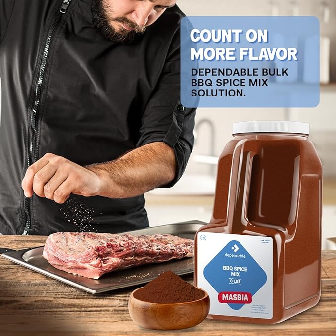 Dependable Food BBQ Spice Mix - 8 Lb. Resealable Jug - Non-GMO, Kosher ??Perfect Blend for Grilling, Smoking, and Roasting