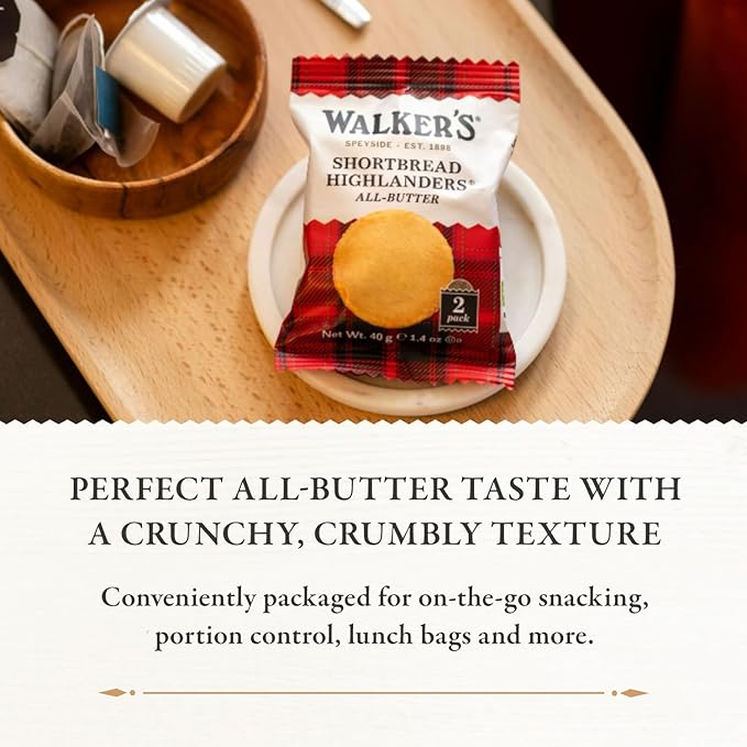 Walker's Shortbread Highlanders, All-Butter Shortbread Cookies, Snack Pack, 1.4 Oz (Pack of 18)