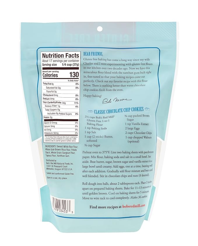 Bob's Red Mill Gluten Free 1 to 1 Baking Flour, 22oz (Pack of 1) - Non GMO, Vegan, Kosher