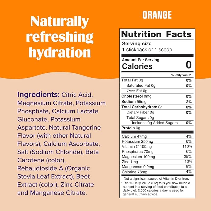 Ultima Replenisher Daily Electrolyte Powder Drink Mix ?“Sugar Free ??Orange, 20 Stickpacks ??Hydration Packets with 6 Key Electrolytes and Trace Minerals ??Keto Friendly, Vegan, Non-GMO