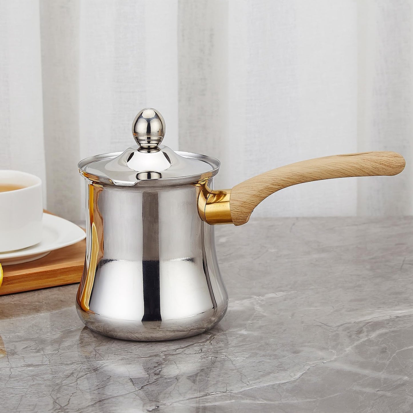 SANQIAHOME Quality Turkish Coffee Pot Set, 720ml(24oz),Coffee Maker, Chai Pot, Arabic,Briki Greek