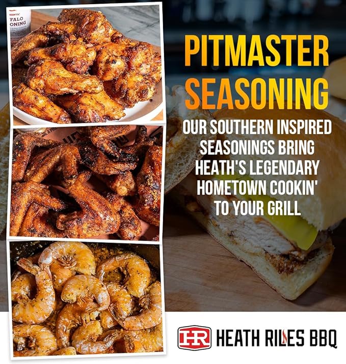 Heath Riles BBQ Rub - Lemon Pepper Buffalo Seasoning, Champion Pitmaster Recipe, Legendary Rubs For Smoking & Grilling, 70+ BBQ Championships, 8 oz.
