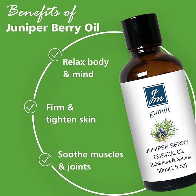 Juniper Berry Essential Oil 1 Oz ??100% Pure Natural Juniper Berry Oil for Diffuser, Massage, DIY Blends & Personal Care, Fresh Crisp Aroma