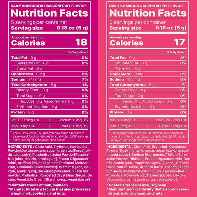 KAYFOOD-Kombucha-Peach-Garden-Daily Zero Sugar, Diet, Gut Healthy Sparkling Beverage, Fermented Korean Drinks for Iced, Hot, Workout Tea (10ST) (10ST, Passion Fruit&berry)