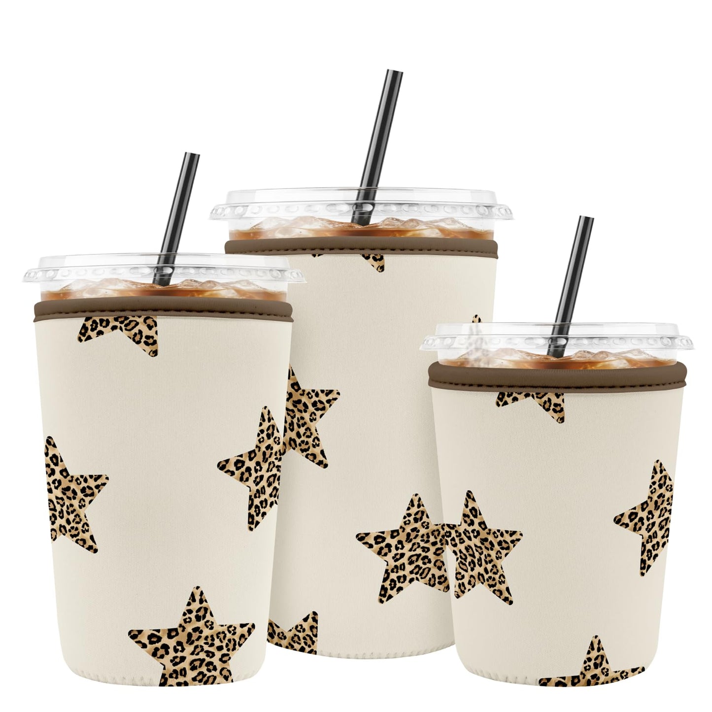 Puresora Iced Coffee Sleeve Reusable Cup Sleeves for Cold Drinks Neoprene Plastic Cup Covers for