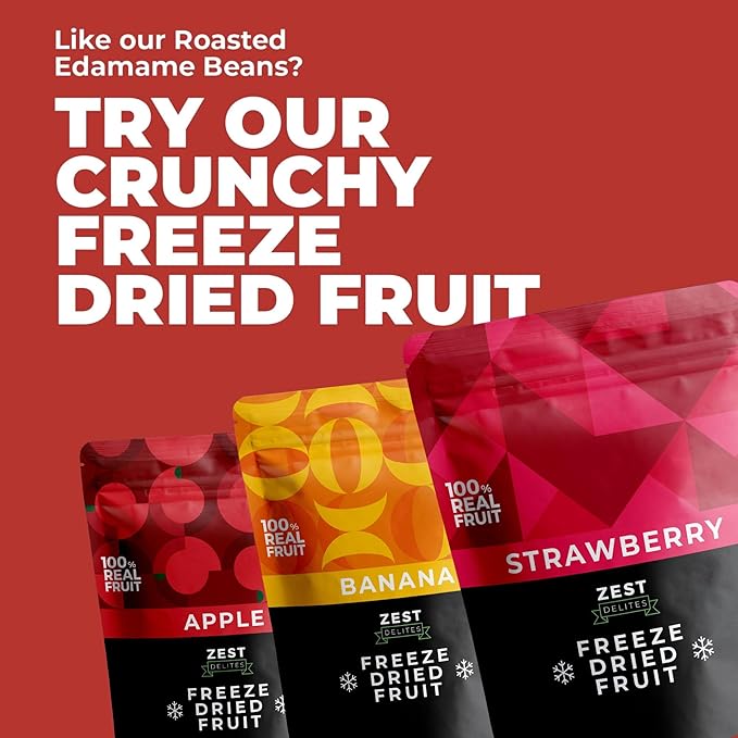 Crunchy Dry Roasted Edamame Beans Snack by Zest Delites, Sriracha, Vegan, Low Calorie (110cal) High Protein Snacks (11g), Low Carb, Keto, Gluten Free, 0.9 oz 24 Packs