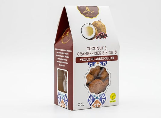 Ambrozia Vegan Snack Biscuits ??Coconut & Cranberry - Soft Baked, No Added Sugar, Clean Label, High Fiber & Wholesome Ingredients, Kid-Friendly, Healthy Snacks for Active Lifestyles, 4.58 Oz