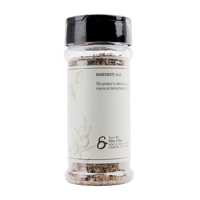 Olive & Vine Basil Leaves, Fresh Herbal Flavor, Seasoning for Pasta, Pesto, Salads, Rich Tradition, Authentic Taste, For Global Recipes (1.28 Ounce)