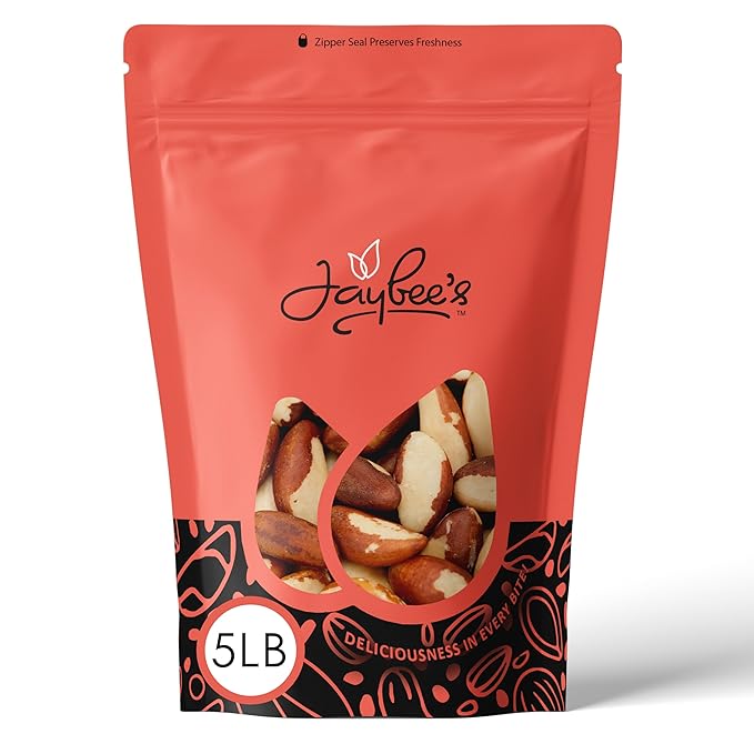 Raw Brazil Nuts 5 Pounds | Whole Natural Unsalted Brazilian Nuts, Not Roasted | Healthy Protein Snack Whole Foods, Keto, Vegan Diet Friendly | Compare to Organic Brazil Nut | Kosher | Jaybee's