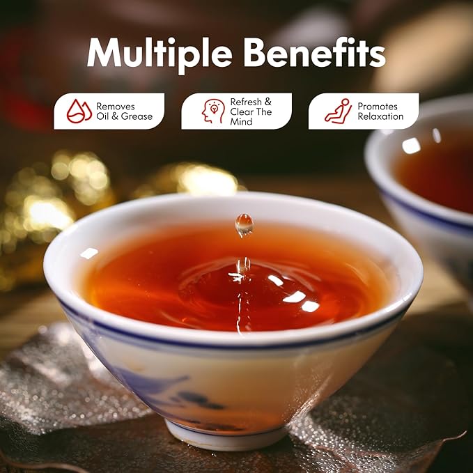 YUANSHENG Organic Puerh Tea Loose Leaf, Chinese Yunnan Aged Fermented Black Tea, USDA Organic Ripe Puerh Tea, Rich Antioxidants, Deep Earthy Flavor, Digestive Health & Wellness Tea, 7.76 Oz
