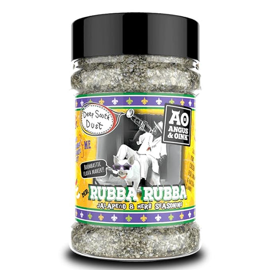 Angus & Oink | Rubba Rubba Jalapeno & Herb Seasoning | Authentic Creole and Cajun Flavours | Perfect for Shrimp, Pork, Fish, & Chicken | 200g