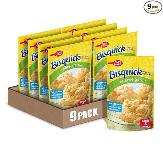 Betty Crocker Bisquick Complete Cheese Garlic Biscuit Mix, Just Add Water, 7.75 oz. (Pack of 9)