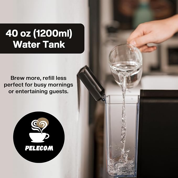 PeleCafe Coffee Machine – Compatible with Senseo Pods – Fast Brewing Single-Serve Coffee Maker with Rich Flavor Extraction, Crema Layer, Space-Saving Sleek Design, Barista-Quality Taste