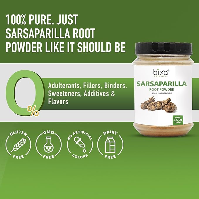 bixa BOTANICAL Sarsaparilla Root Powder (HEMIDESMUS INDICUS) - 100g(3.5 Oz) Pack of 1| Natural Blood Purifier & Cooling Agent |Anti Oxidant Herbal Supplement