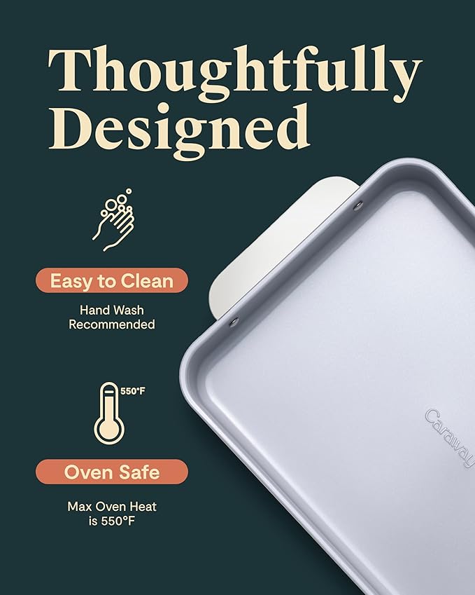 Caraway Non-Stick Ceramic 9?�x13??Rectangle Pan - Naturally Slick Ceramic Coating - Non-Toxic, PTFE & PFOA Free - Perfect for Brownies, Lasagnas, and More - Marigold