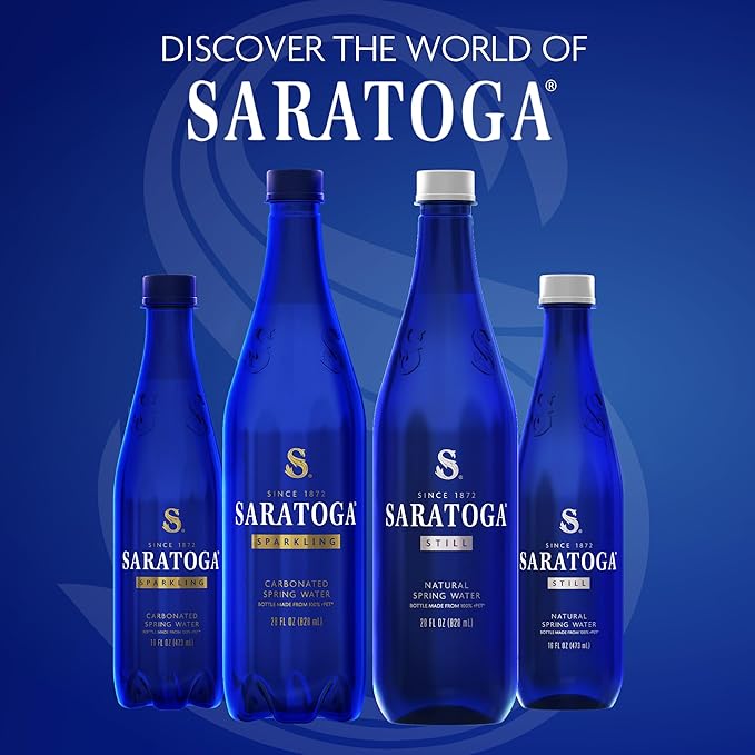 Saratoga Spring Water Bottles, 18 Pack - Still Bottled Water with Naturally Occurring Minerals - Recycled PET Plastic Bottles - 16 Fl Oz