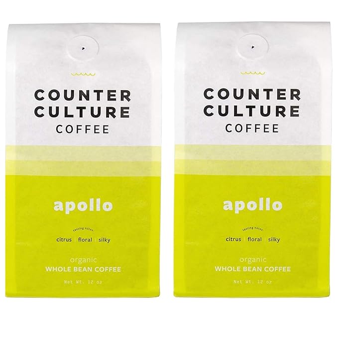 Counter Culture Coffee - Fresh Roasted Certified Organic Whole Bean Coffee (Kosher) (Apollo Double Pack)