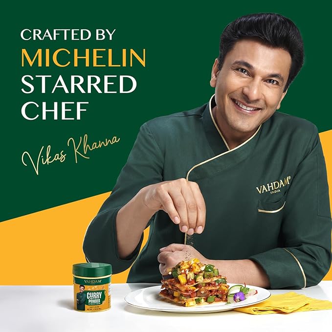 VAHDAM Authentic Indian Curry Powder (50g, 1.76 Oz), Crafted by 8 times Michelin-starred chef Vikas Khanna | 11 Single Origin Spice blend | With Pure Spices and Himalayan Pink Salt