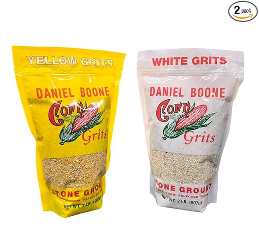 White and Yellow Daniel Boone Fresh Coarse Stone Ground Corn Grits 2/2 Pound
