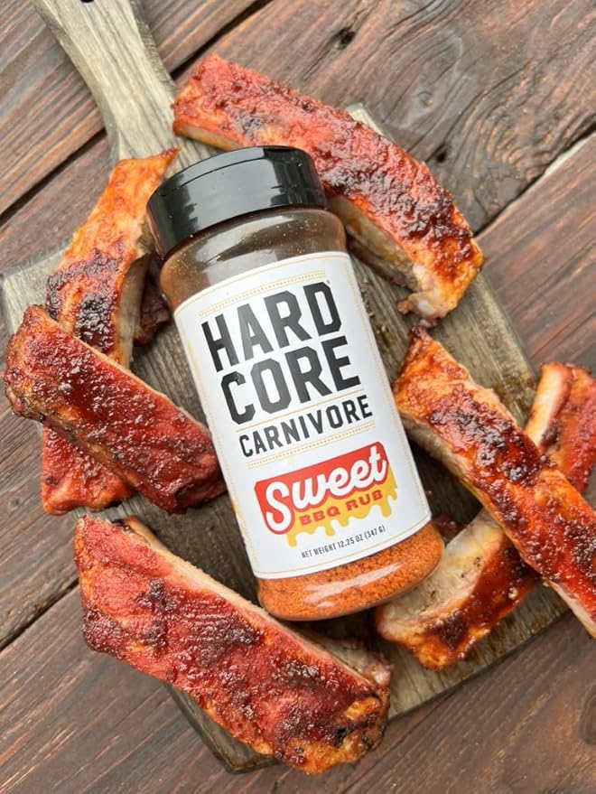 Hardcore Carnivore Sweet BBQ Seasoning (12.25 oz Shaker) Texas-Made Bold, Sweet BBQ Rub for Grilling Ribs, Pork, Chicken and More