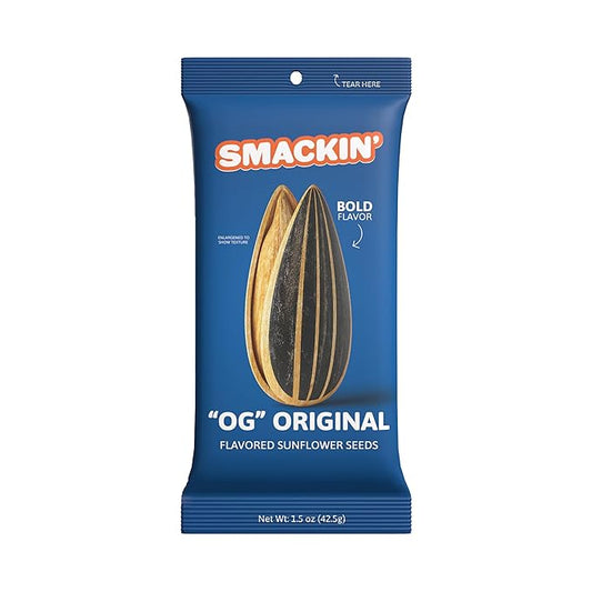 SMACKIN' Sunflower Seeds, Roasted Jumbo Small-Batch, American Made - Original. 1.5oz bags (36 Pack)