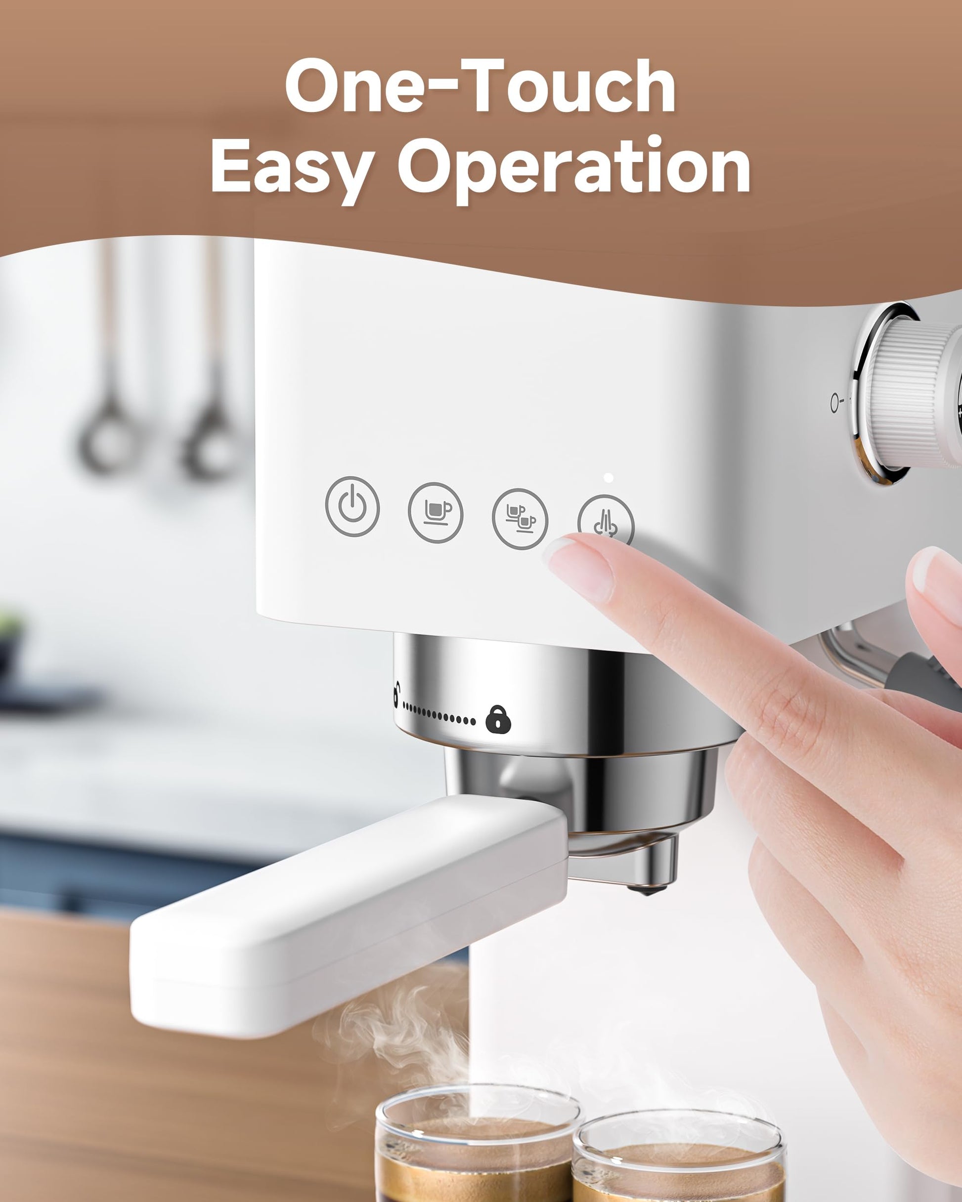 AMZCHEF Compact Espresso Machine 20 Bar, Americano, Latte & Cappuccino