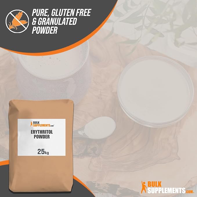 BulkSupplements.com Erythritol Powder - Erythritol Sweetener. Sugar Substitute - Zero Calorie Sweetener, Granular & Gluten Free, 4g of per Serving, 25kg (55 lbs) (Pack of 1)
