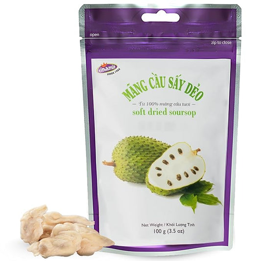 Vinamit Soft Dried Soursop | Soursop Fruit 3.5 oz bag | Natural Tropical Fruit Snack | Vegan, Gluten-Free, Non-GMO | High in Fiber, Ideal for Travel & Clean Eating