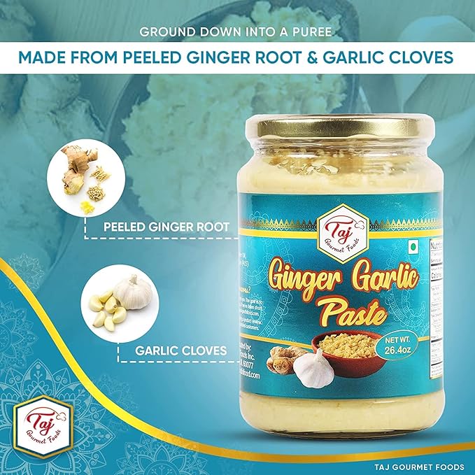 TAJ Ginger Garlic Puree | Fresh Ginger Garlic Cooking Puree | 300g (10.5oz)