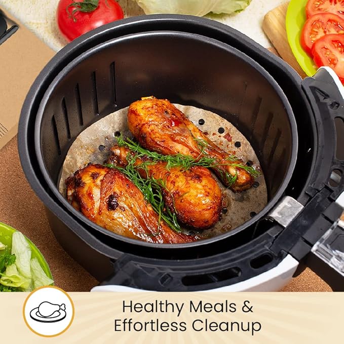 9??Steamer Paper, Air Fryer Round Parchment Paper Liners ??220pcs Unbleached Bamboo Steamer Liners ??Easy Cleanup, Will Not Burn or Curl, Non-Toxic & Convenient Packaging by Baker?™s Signature