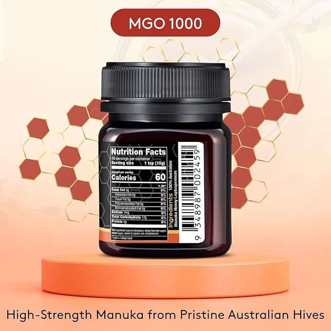 Nature’s Gold Raw Manuka Honey, Certified MGO 1000+ | Authentic MGO, Australian Honey, Non-GMO, 100% Pure Genuine Traceable from Hive to Home (Pack of 1)