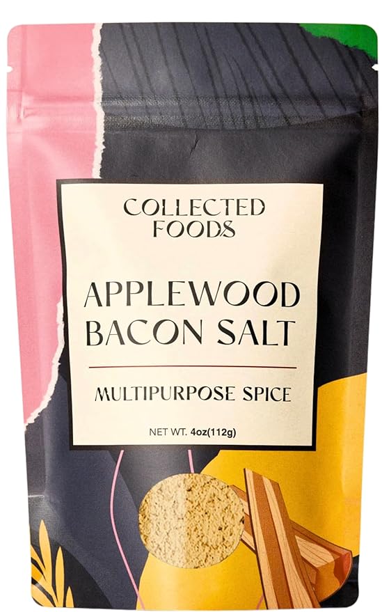 Collected Foods Premium Applewood Smoked Bacon Salt Seasoning – All-Natural, Gluten-Free, Vegan, Non-GMO | Flavored Salt for Chicken, Steak, Eggs, Vegetables, Soups & More – 2oz