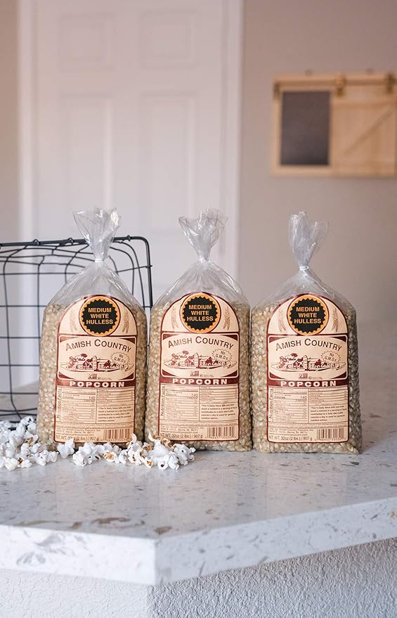 Amish Country Popcorn | 3-2 lb Bags | Medium White Popcorn Kernels | Old Fashioned, Non-GMO and Gluten Free (3-2 lb Bags)