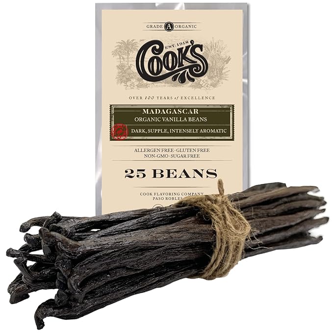 25 Organic Madagascar Whole Vanilla Beans, Grade A Pods, Premium Vanilla Beans for Making Extract & Baking - Cook?™s