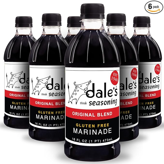 Original Steak Seasoning By Dale's, Gluten Free, No Cholesterol | Delicious on All Meats, Fish, and Vegetables | 16 oz Bottle (6 Pack) | No Long Marinating, Savory Blend of Exotic Spices!