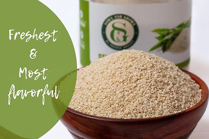 Sown-and-Grown White Sesame seeds- 10oz | Whole White Sesame Seeds Perfect for Noodle Dishes, Sushi and Stir-Fries