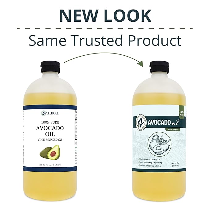 Zatural 100% Avocado Oil Pure Natural without Additives, Clean, Cold Pressed, Non-GMO, Vegan: For Cooking, Frying, Baking and for Sauces, Dressings, Marinades, Salads (32 Ounce)