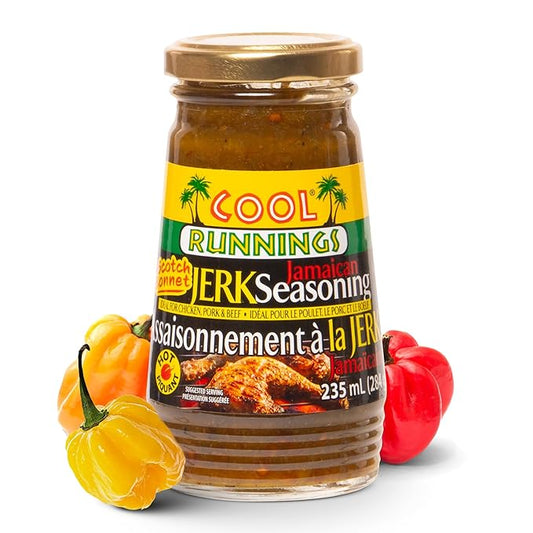 Cool Runnings Jerk Jamaican Seasoning Scotch Bonnet Sauce 284g - Authentic Jamaican Sauce Packed with Scotch Bonnet Peppers for Marinating, Grilling, and Cooking Chicken, Pork, and Fish, Perfect for Bold Caribbean Jerk Flavors
