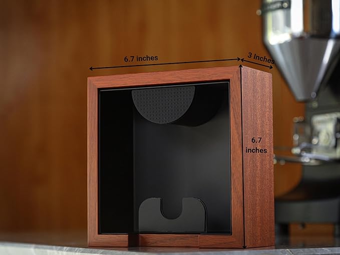 58mm Espresso Knock Box Set ??Rosewood Tamping Station Organizer & Coffee Grounds Bin | Professional Espresso Accessories for 58mm Portafilter Machines