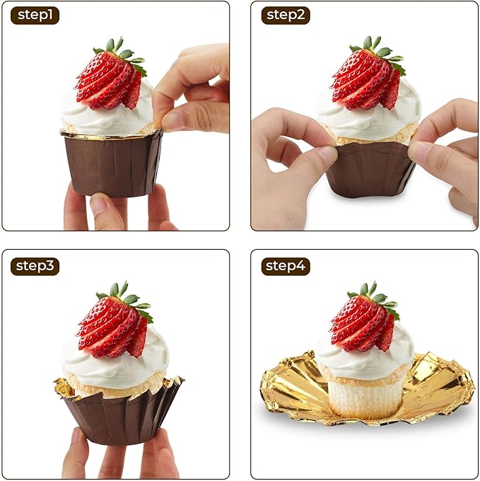 Aluminum Foil Cupcake Cups, Eusoar Disposable Muffin Liners 50Pcs, Baking Cups, Aluminum Cupcake Tip Pan Ramekin Holders, Little Pudding Cups