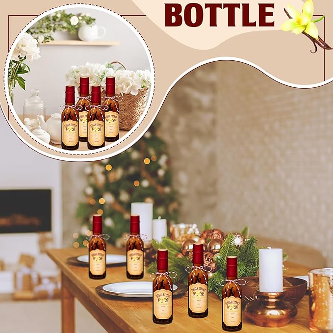 Tioncy 16 Pcs Vanilla Extract Bottles for Homemade Vanilla Jar Glass Bottle with Cap, Shrink Band, Sticker Syrup Gift Food Storage Canister for Bean Sauce Spice (Red, Brown,5 oz)
