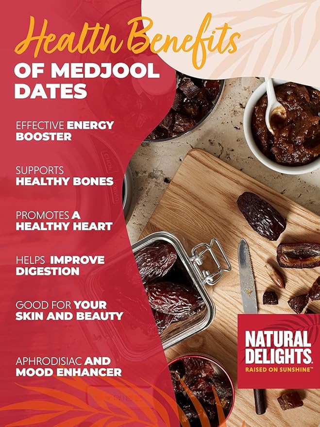 Natural Delights Medjool Dates Whole - Non-GMO Verified Fruit, Good Source of Fiber & Potassium, Naturally Sweet, Snack for On-the-Go, Large & Plump Dates - Bulk 11 lb Box (Pack of 2)