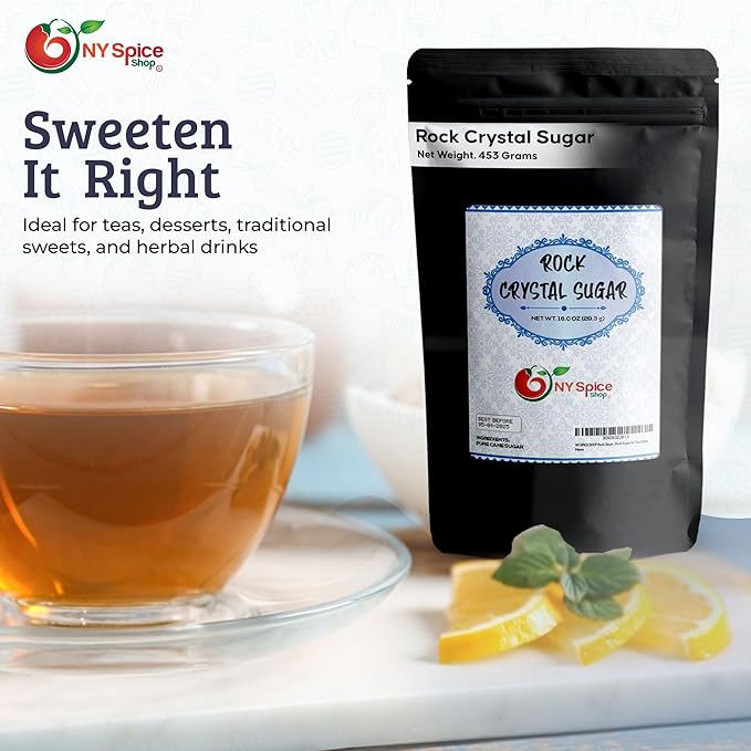 NY SPICE SHOP Rock Sugar ??1 Pound Bag Whole Rocks Candy Sugar Crystals ??Rock Candy ??Rock Sugar for Tea, Cakes