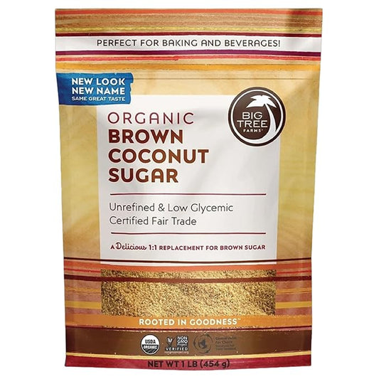 Big Tree Farms Organic Brown Coconut Sugar - Coconut Palm Sugar, Unrefined, Fine Crystals, Cane Sugar Replacement, Coconut Blossom Nectar, Vegan, Perfect for Baking - 2 Pound (Pack of 1)