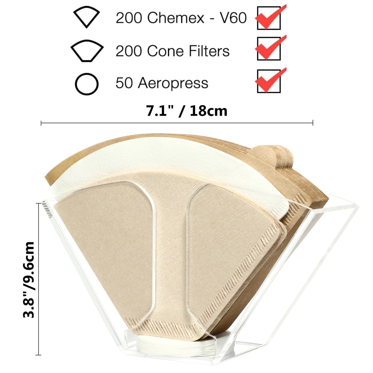 Kamehame Coffee Filter Holder, Wall Mount Coffee Filter Dispenser Rack, Clear Acrylic Storage