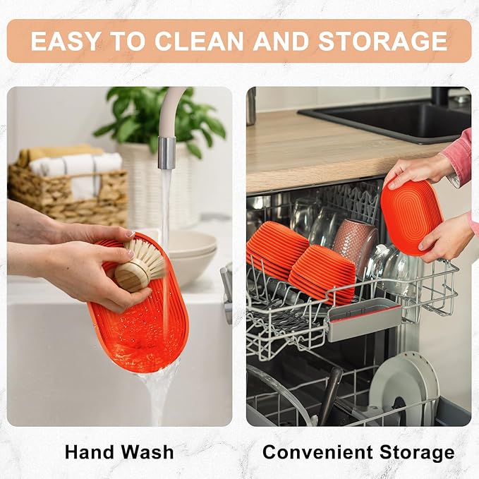 Silicone Banneton, Sourdough Bread Baskets (Set of 6, 6.5 Inch), Oval Proofing Bread Bowls with Starter Kit, Bread Making Baking Supplies