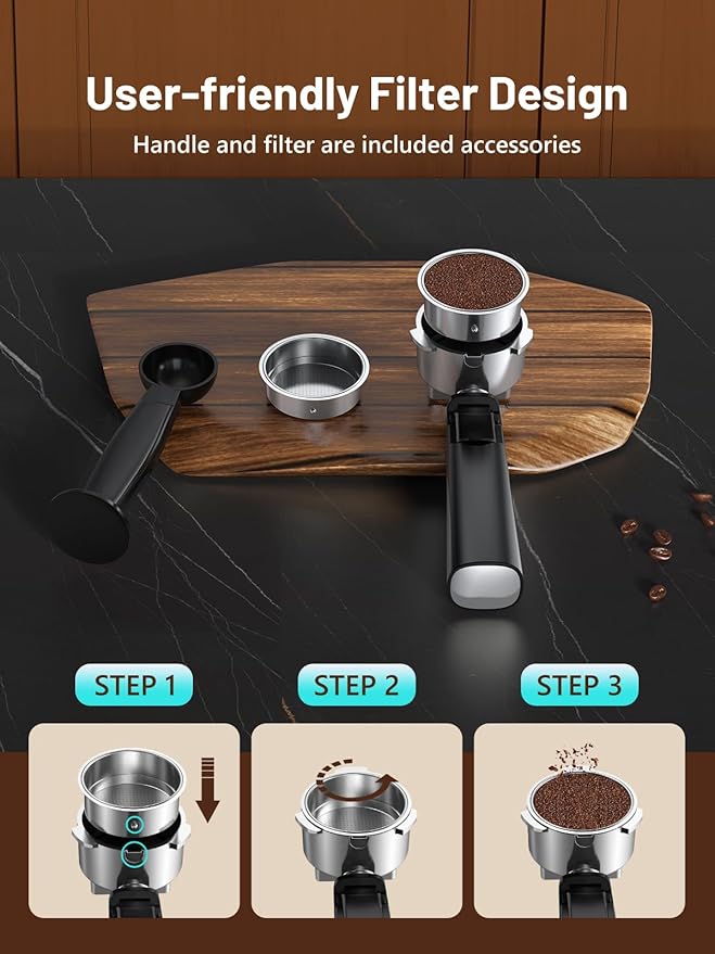 Espresso Machine, 20 Bar Professional Espresso Coffee Maker with Milk Frother Steam Wand, Hot & Iced Coffee Machine, Compact Stainless Steel Coffee Machine for Cappuccino,Latte,Cold Brew