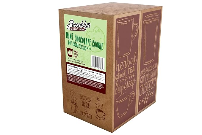 Brooklyn Bean Roastery Mint Chocolate Cookie Single-Cup Hot Cocoa for Keuirg K-Cup Brewers, 40 Count